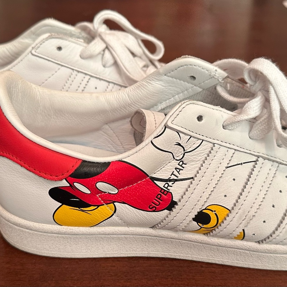 Adidas White and Red Mickey Mouse Sneakers